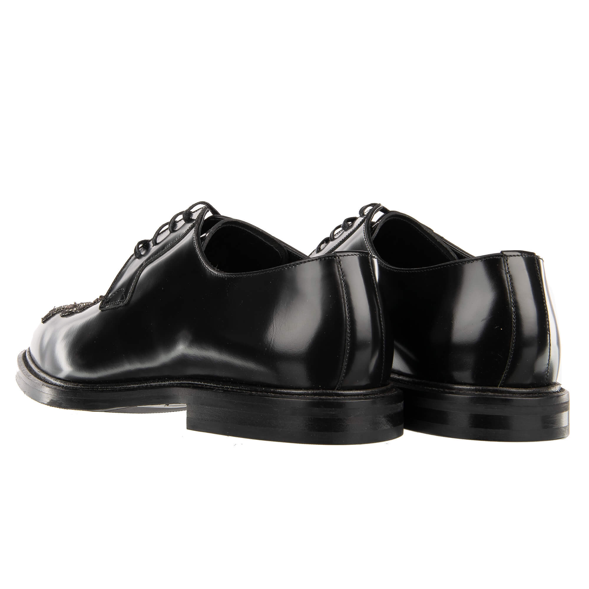 Dolce & Gabbana Pearl Crown embroidered Derby Shoes MARSALA Black ...