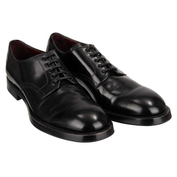 Classic Derby Shoes MICHELANGELO made of leather with lace in black by DOLCE & GABBANA