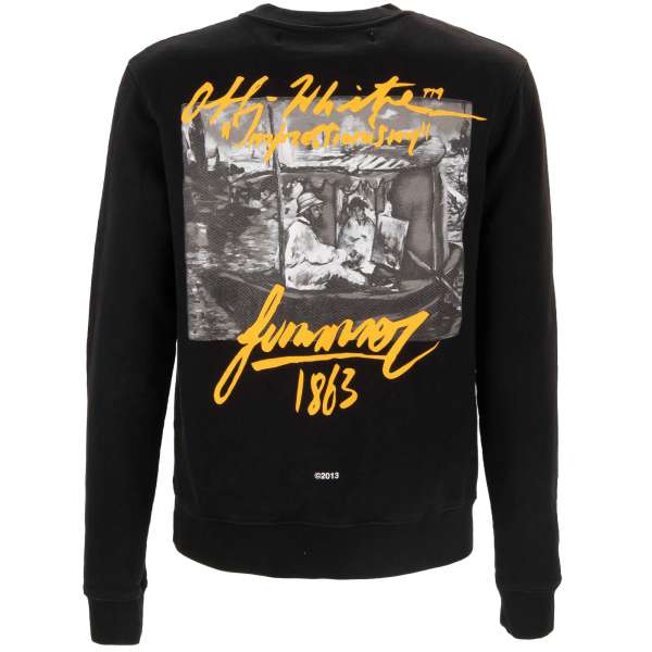 Baumwolle Slim Fit Pullover / Sweatshirt aus der limitierten Impressionism Kollektion mit Edouard Manet Bild und Logo Print von OFF-WHITE Virgil Abloh