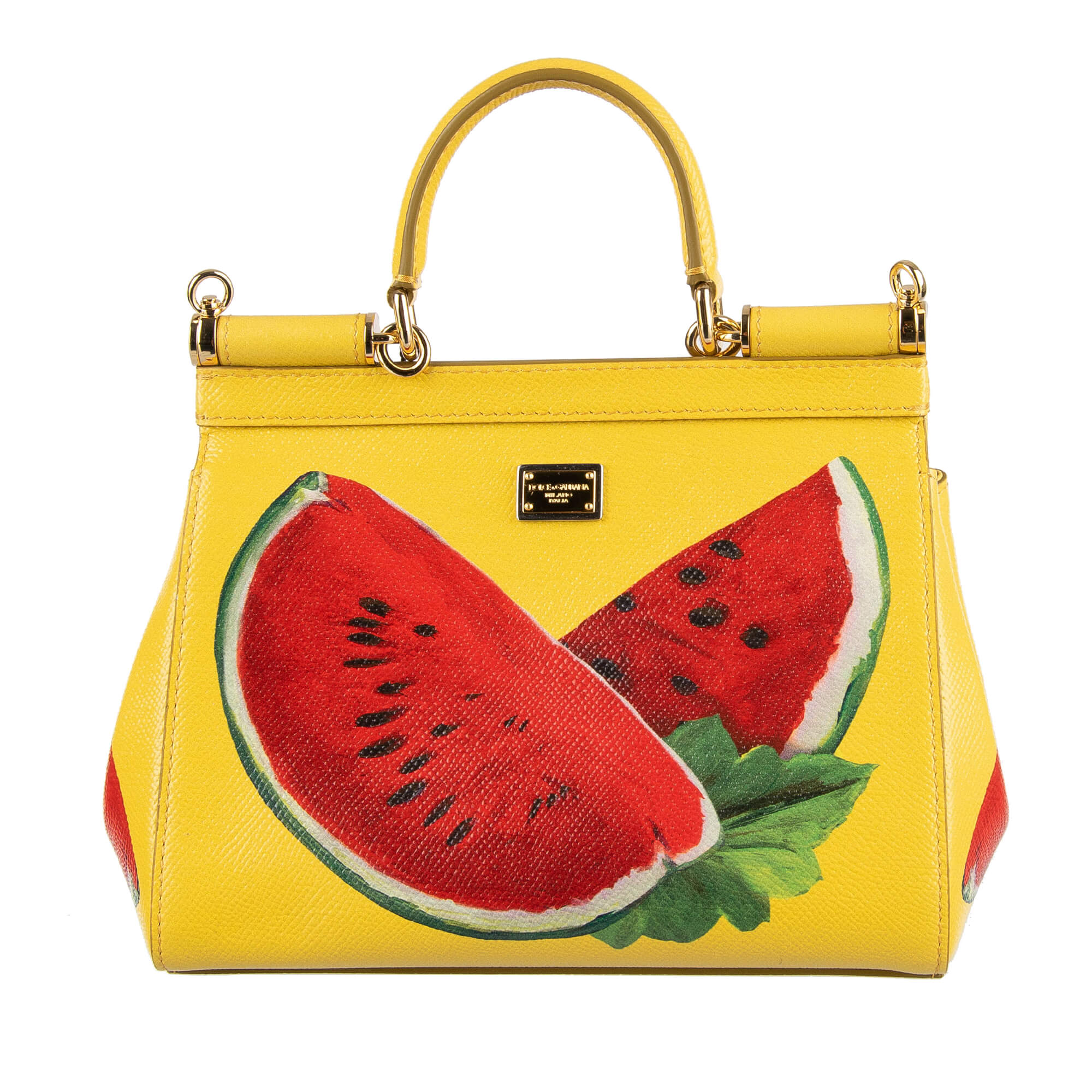 Sicily Small Leather Tote Bag in Yellow - Dolce Gabbana