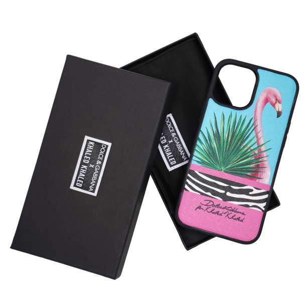 Flamingo and Zebra Print Dauphine leather Iphone 12 PRO etui case cover by DOLCE & GABBANA x DJ KHALED