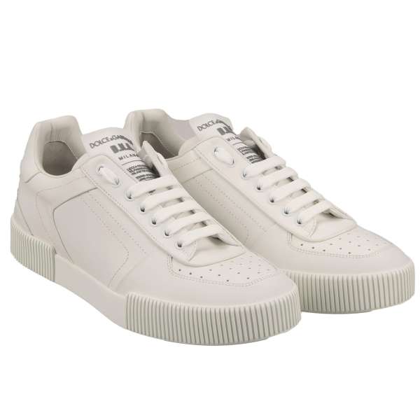 Lace Low Top Sneaker MIAMI for men made of leather with DG logo in white by DOLCE & GABBANA