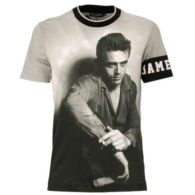 James Dean Picture Cotton T-Shirt Gray