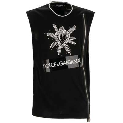 Limited Edition DG Logo Sacred Heart Zip Tank Top T-shirt Black 50 M L