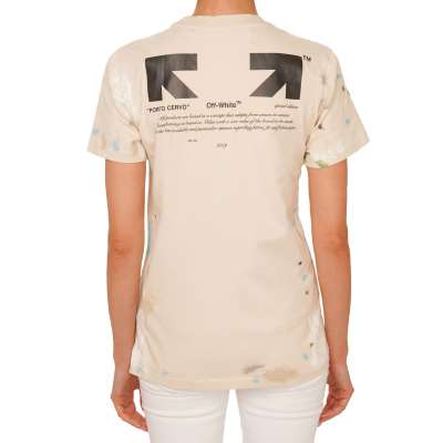 Virgil Abloh Porto Cervo Logo Baumwolle T-Shirt Top Beige S