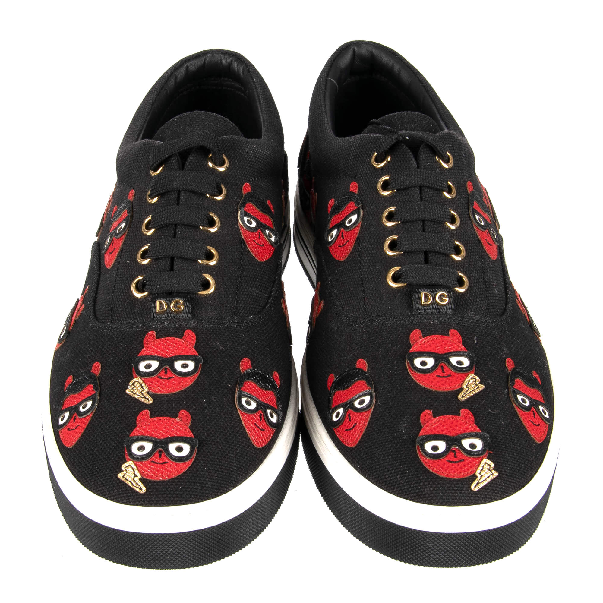 Dolce & Gabbana Low-Top Canvas Sneaker ROMA with Leather Embroidery Black |  FASHION ROOMS