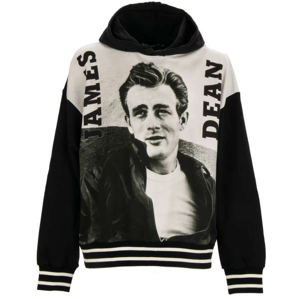 Oversize Hoodie / Pullover mit James Dean Print in schwarz und weiß von DOLCE & GABBANA 