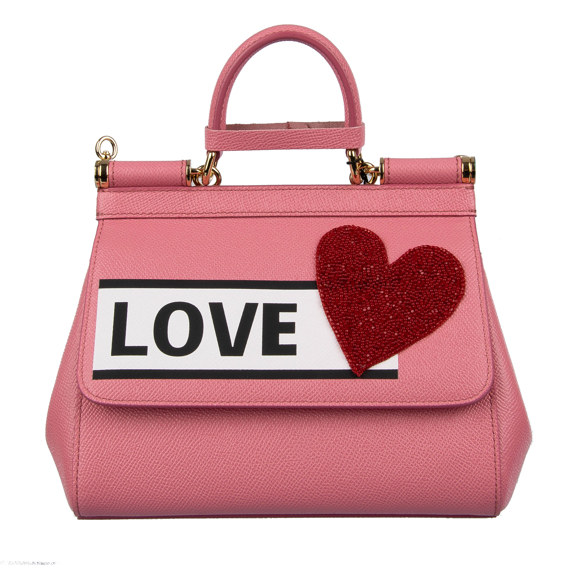 Dolce & Gabbana Small Sicily Bag in Dauphine Leather OS Pink Leather