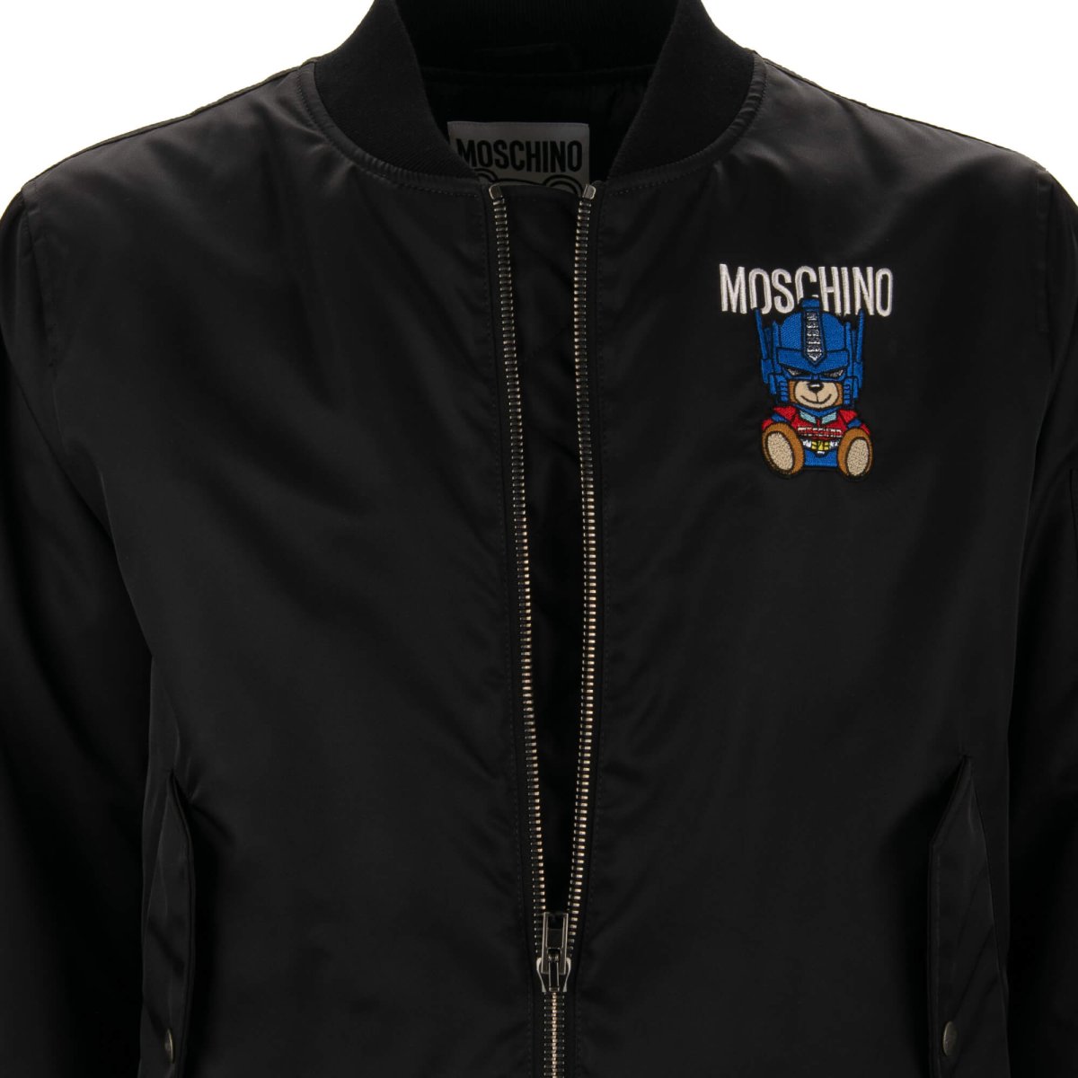 Moschino COUTURE Nylon Transformers Robot Embroidered Jacket Black FASHION ROOMS