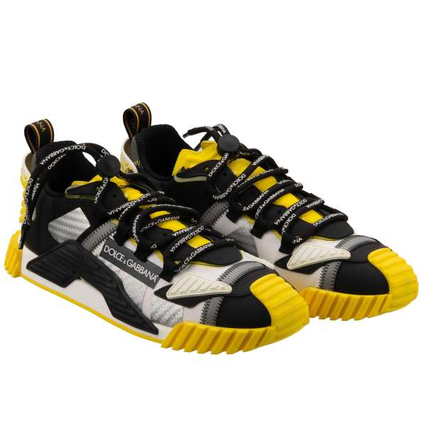 Low-Top Men Sneaker NS1 with DG logo lace in yellow, black white and silver by DOLCE & GABBANA