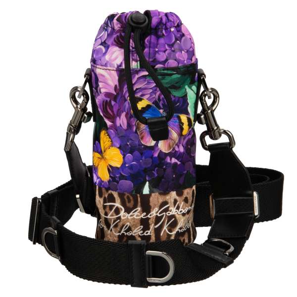 Crossbody Flaschen Tasche aus Nylon mit Leopard, Blumen und Logo Print von DOLCE & GABBANA