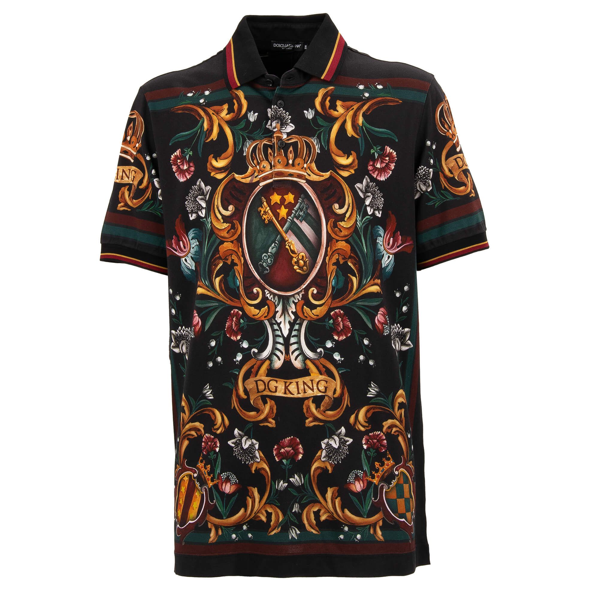 Dolce & Gabbana Royal Crown DG King Cotton Polo Shirt Black 56 XXL ...