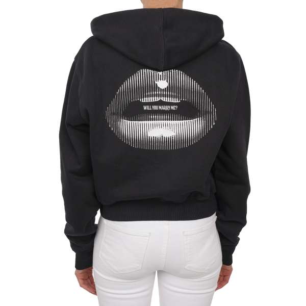 Oversize cotton Sweater / Sweatshirt with Marry Me Lips and logo print in black by OFF-WHITE c/o Virgil Abloh 