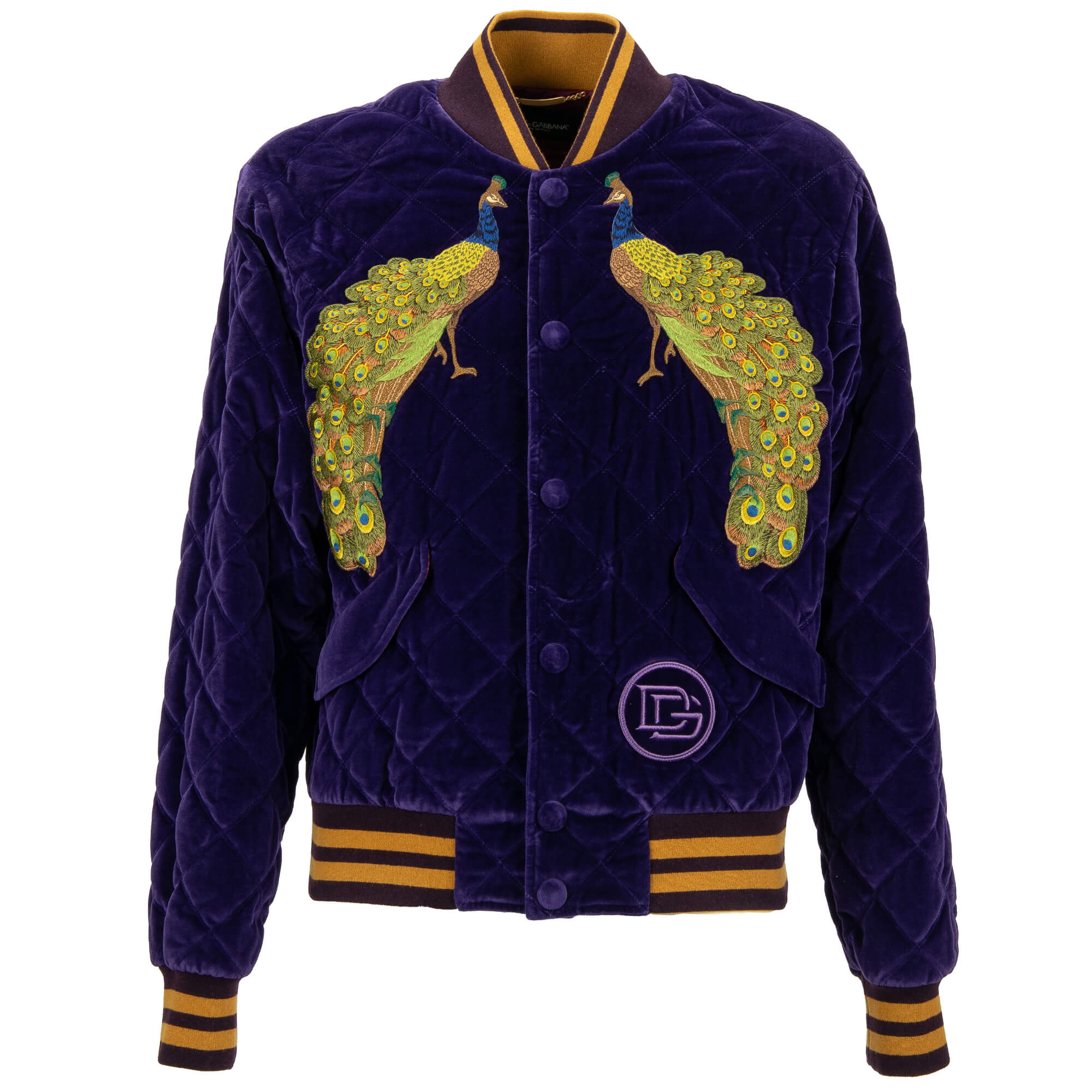 Embroidered Padded Cotton-Velvet and Satin Bomber Jacket