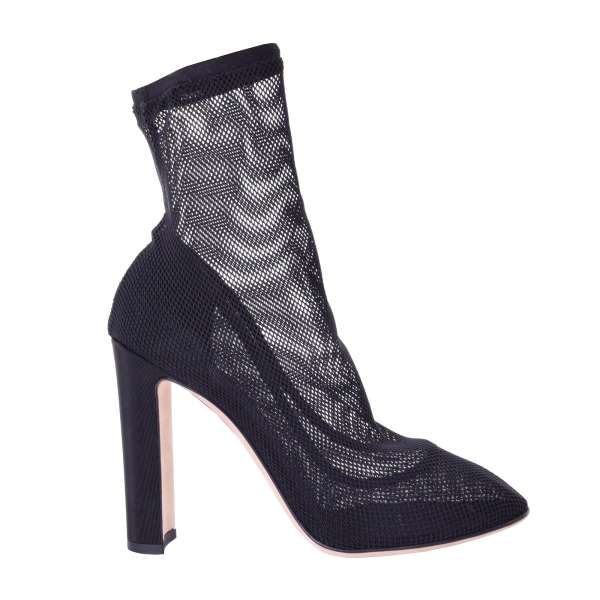 Stretch Net Tulle Lace Socks-Pumps / Boots in black by DOLCE & GABBANA