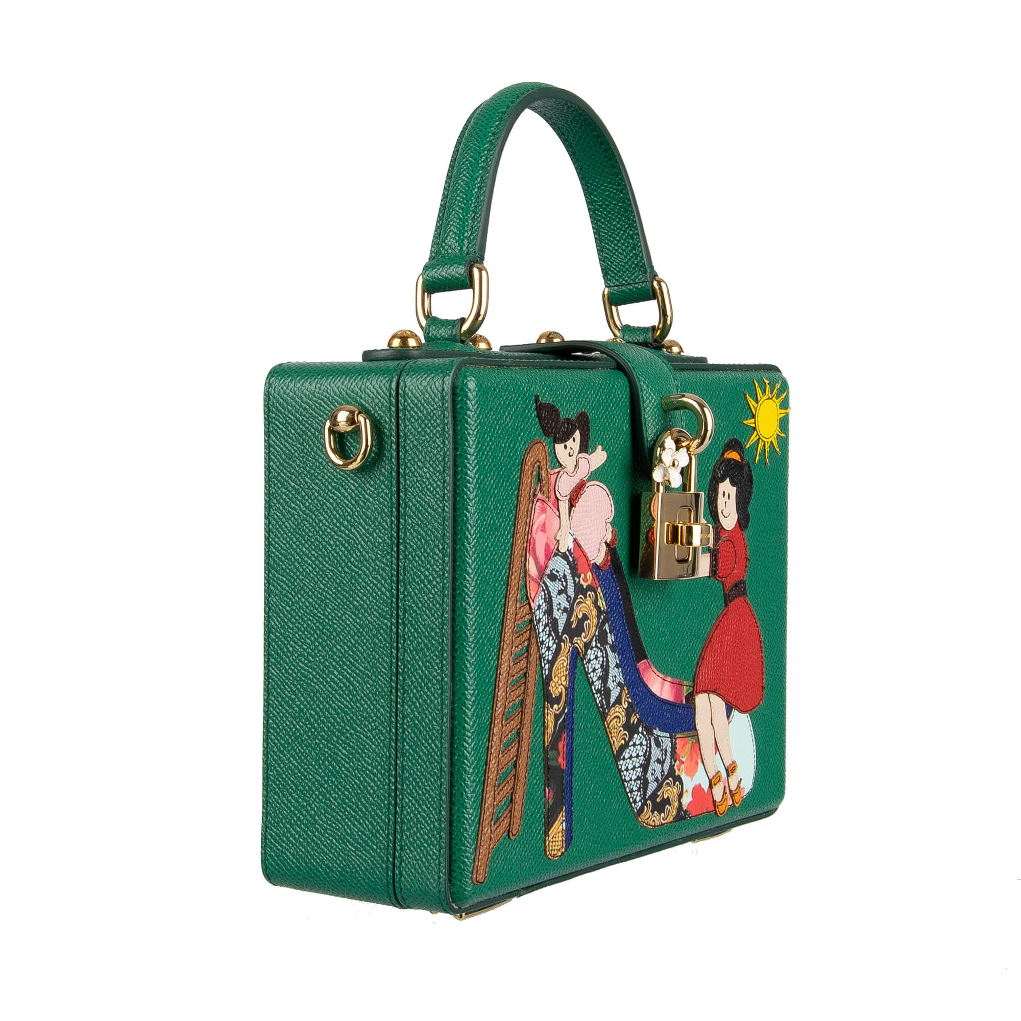 Dolce & Gabbana Dauphine Leather Bag DOLCE BOX with Family Motif