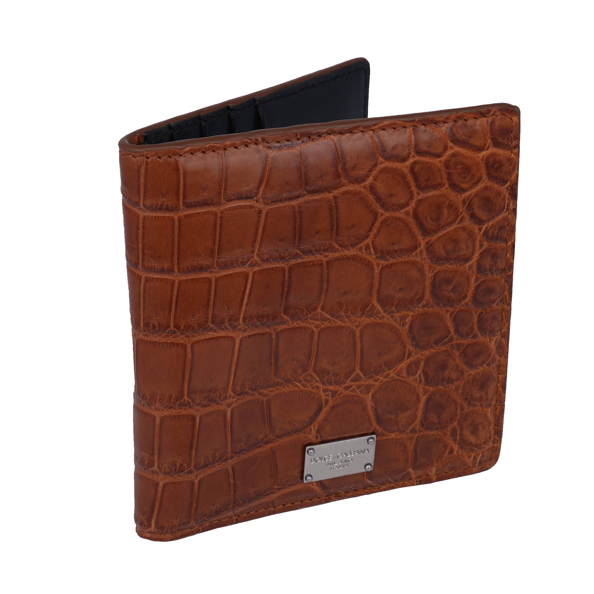 Croco Leather Mens Wallet - Brown – Da Milano