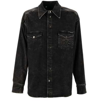 DG Logo Oversize Denim Jeans Jacket Shirt Black 39 S M L