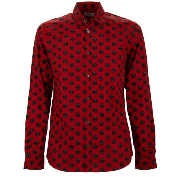 Printed Cotton Shirt with Logo Buttons Print by MOSCHINO