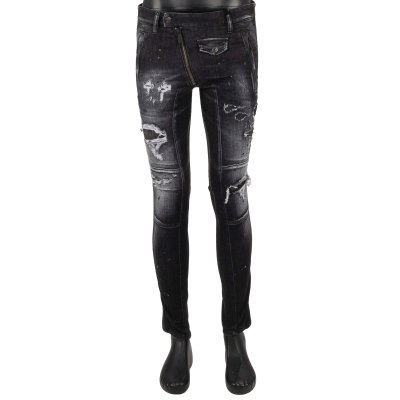 Dsquared2 Distressed SKINNY DAN JEAN Maple Logo Jeans Pants Blue | FASHION  ROOMS