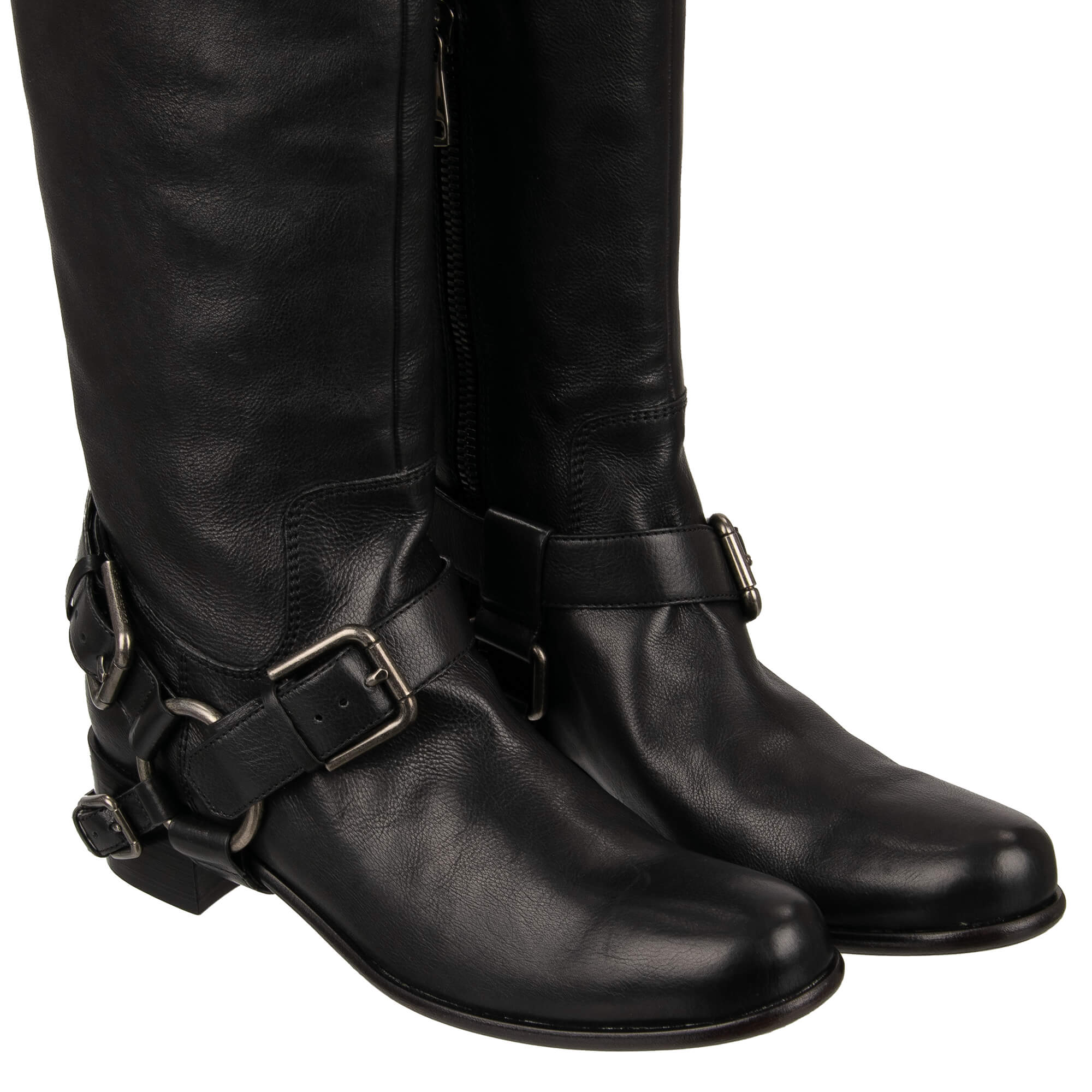 Dolce & Gabbana Biker Overknee Buckles Boots HARLEY Black 39 US 9 ...