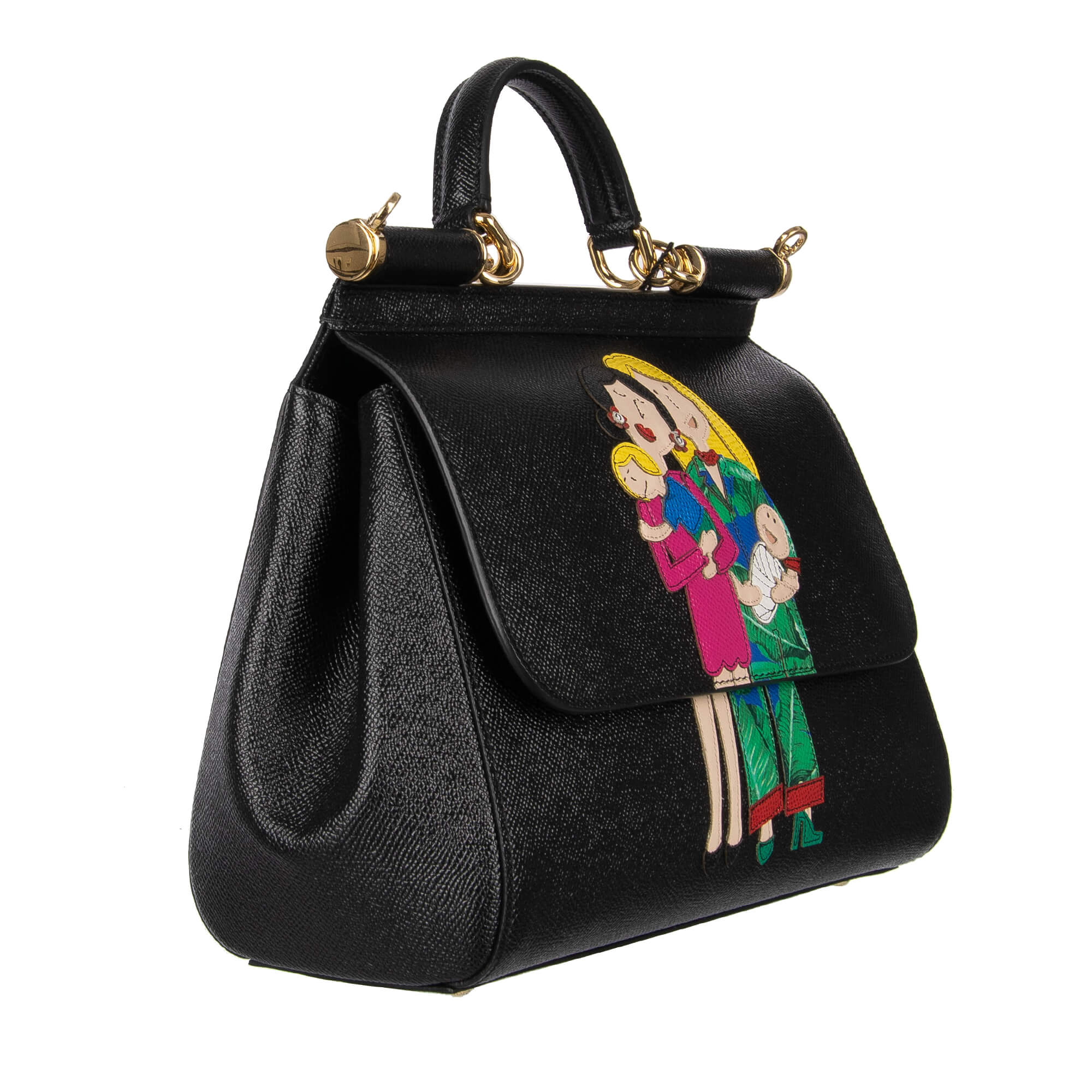 Dolce Gabbana Tote Shoulder Bag SICILY with DG Family Motive Black FASHION ROOMS