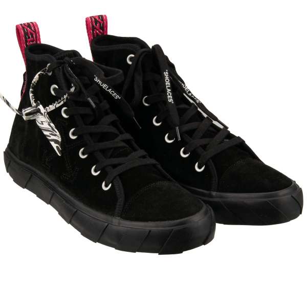 Suede leather High Top Sneaker VULCANIZED SOLE with Off White logo in black by OFF-WHITE c/o Virgil Abloh