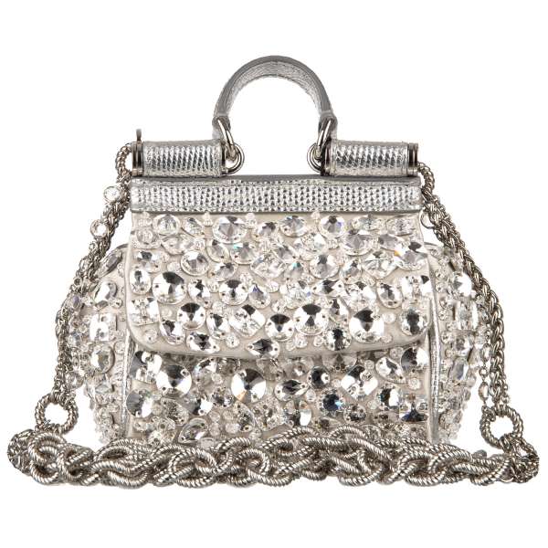 Dolce & Gabbana Mini Sicily Crystal-embellished Bag - Blue