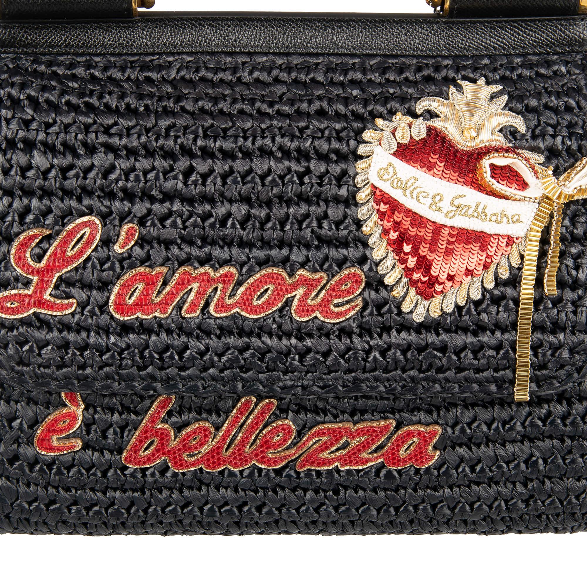 Dolce & Gabbana Logo-Embroidered Raffia Tote Bag