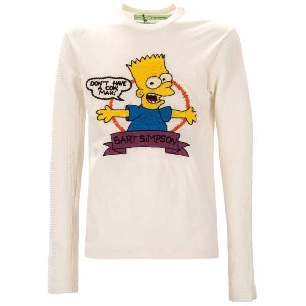 Cotton slim fit sweatshirt / longsleeve with Bart Simpson embroidery by OFF-WHITE Virgil Abloh