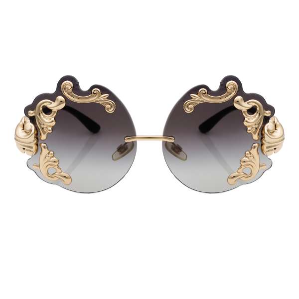 Sunglasses with baroque elements in gold and black by DOLCE & GABBANA