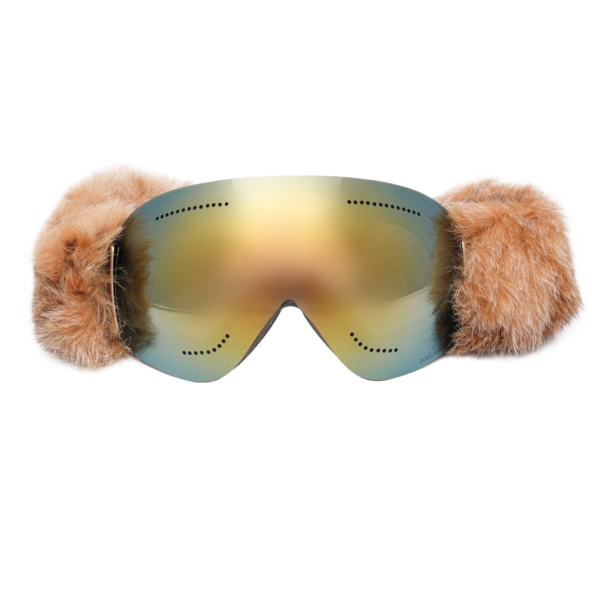 Dolce & Gabbana Mirrored Fur Ski Goggles Mask Sunglasses BI0759 Green Gold  | FASHION ROOMS