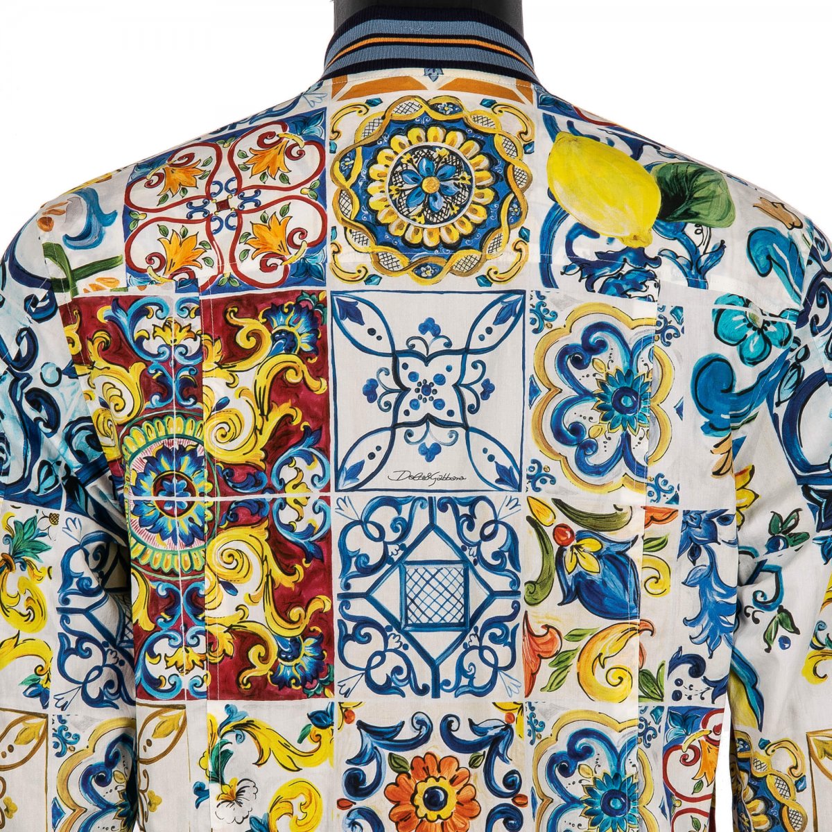 Dolce Gabbana Majolica Lemon Printed Jacket Style Shirt Blue White M FASHION ROOMS