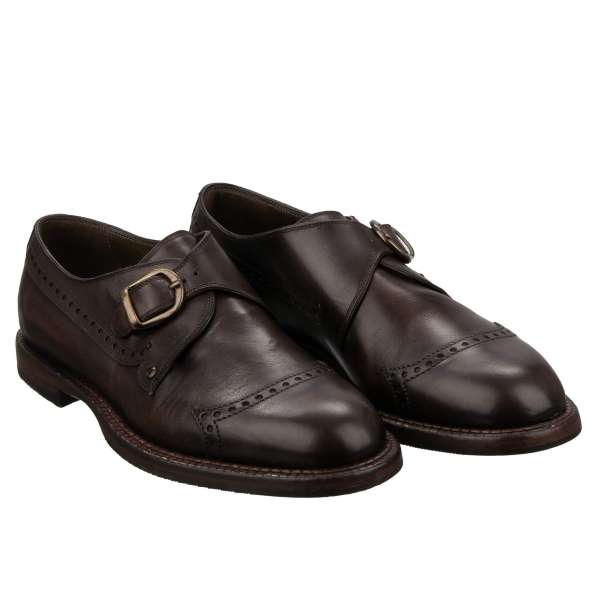 Leder Loafer Schuhe MARSALA mit Metall Schnalle in Braun von DOLCE & GABBAN