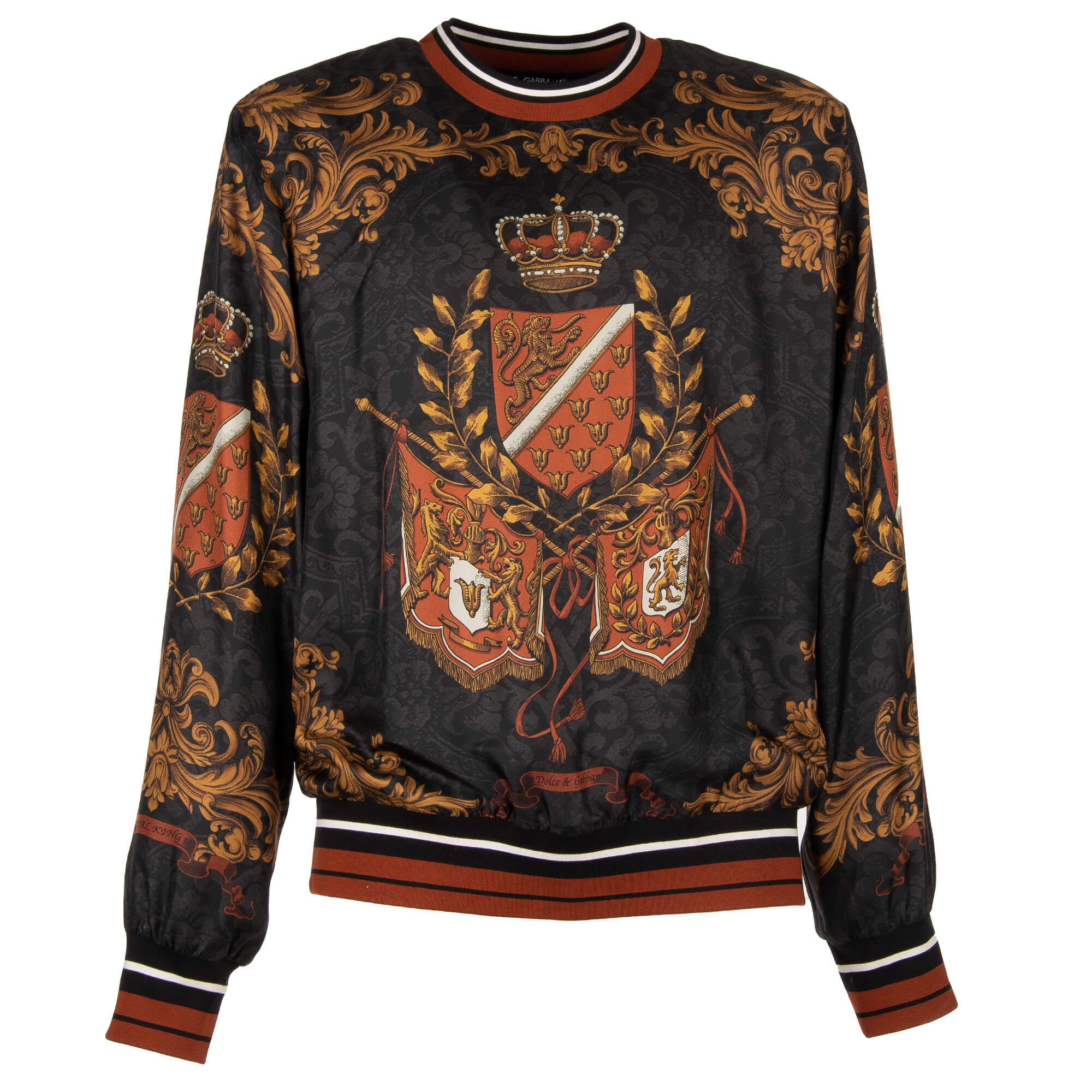 Dolce & Gabbana Crew Neck Sweater with Jacquard Monogram Motif Size S