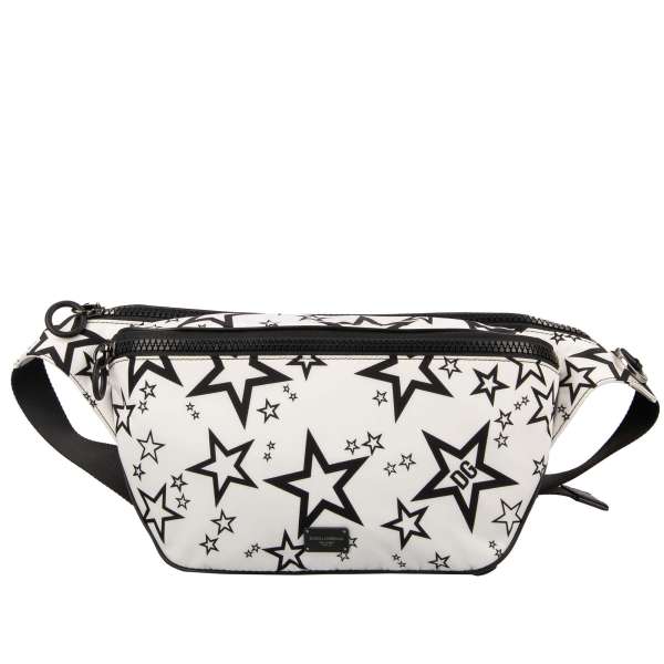 Unisex Stars printed Crossbody Bag / Waist Bag / Pouch made of Nylon with two compartments and logo plate by DOLCE & GABBANA