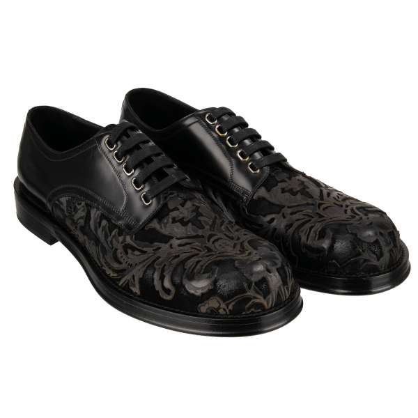  Barock Derby Schuhe PERUGINO aus Kalbsleder in Schwarz von DOLCE & GABBANA