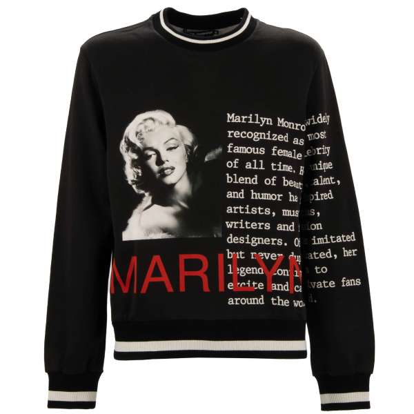 Baumwolle Sweater / Pullover mit Marilyn Monroe Bild Print in schwarz und weiß von DOLCE & GABBANA