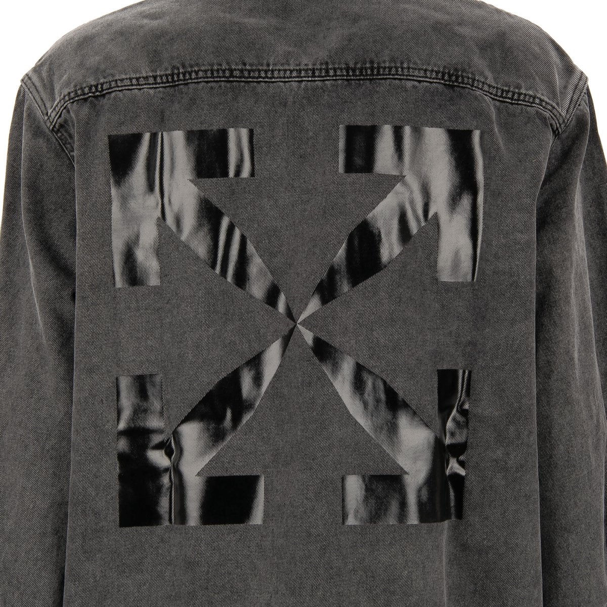 Off-White Virgil Abloh Arrow Oversize Denim Shirt Jacket with Logo Black L  | FASHION ROOMS