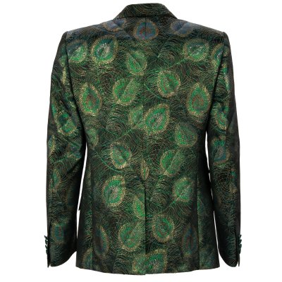 Dolce Gabbana Peacock Feather Jacquard SICILIA Blazer Tuxedo Jacket Green FASHION ROOMS