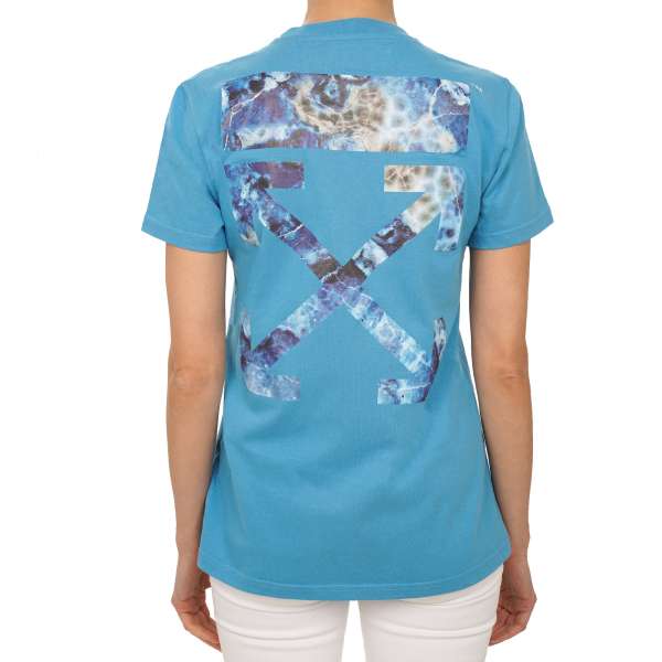 Cotton T-Shirt with Porto Cervo and Off White Logo print in blue by OFF-WHITE c/o Virgil Abloh