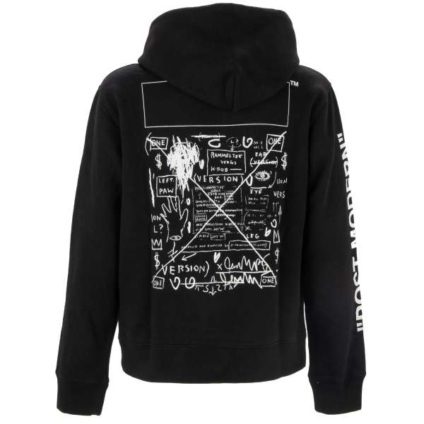 Baumwolle Hoodie / Kapuzenpullover aus der limitierten Jean-Michel Basquiat Kollektion mit Grafik und Logo Print von OFF-WHITE Virgil Abloh