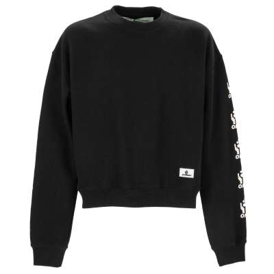 Virgil Abloh Oversize Sweatshirt mit Hands Print und Logo Schwarz M