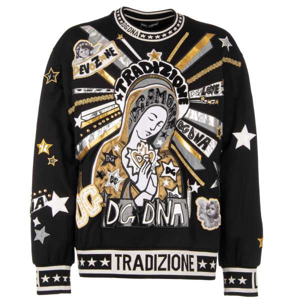 Dolce & Gabbana Lace-Sleeves DG Logo Sweatshirt