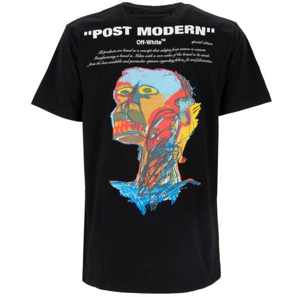 Cotton T-Shirt Post Modern with Basquiat Painting print at the back and logo and painting print in front by OFF-WHITE c/o Virgil Abloh