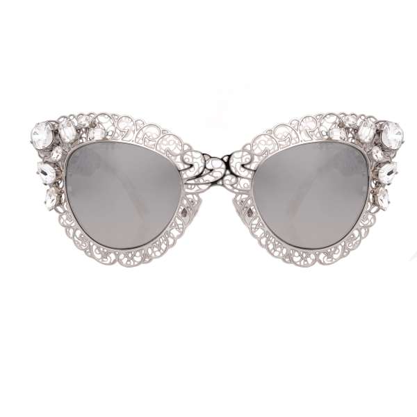 Special Edition Filigree Sunglasses DG 2134 embellished with crystals in silver by DOLCE & GABBANA