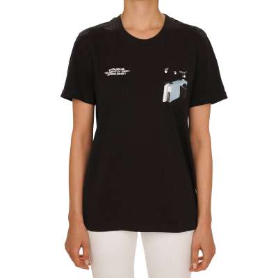 Virgil Abloh Car Logo Cotton T-Shirt Top Black S