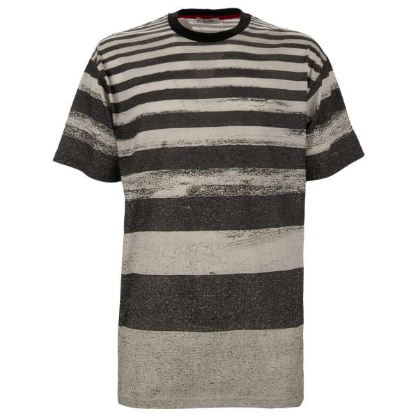 Oversize cotton T-Shirt with Zebra Road print in gray by MOSCHINO