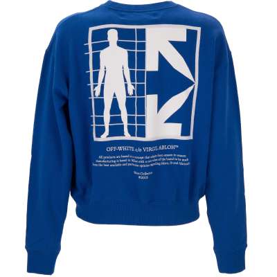 Virgil Abloh Oversize Sweatshirt Half Arrow with Logo and Embroidery Blue M