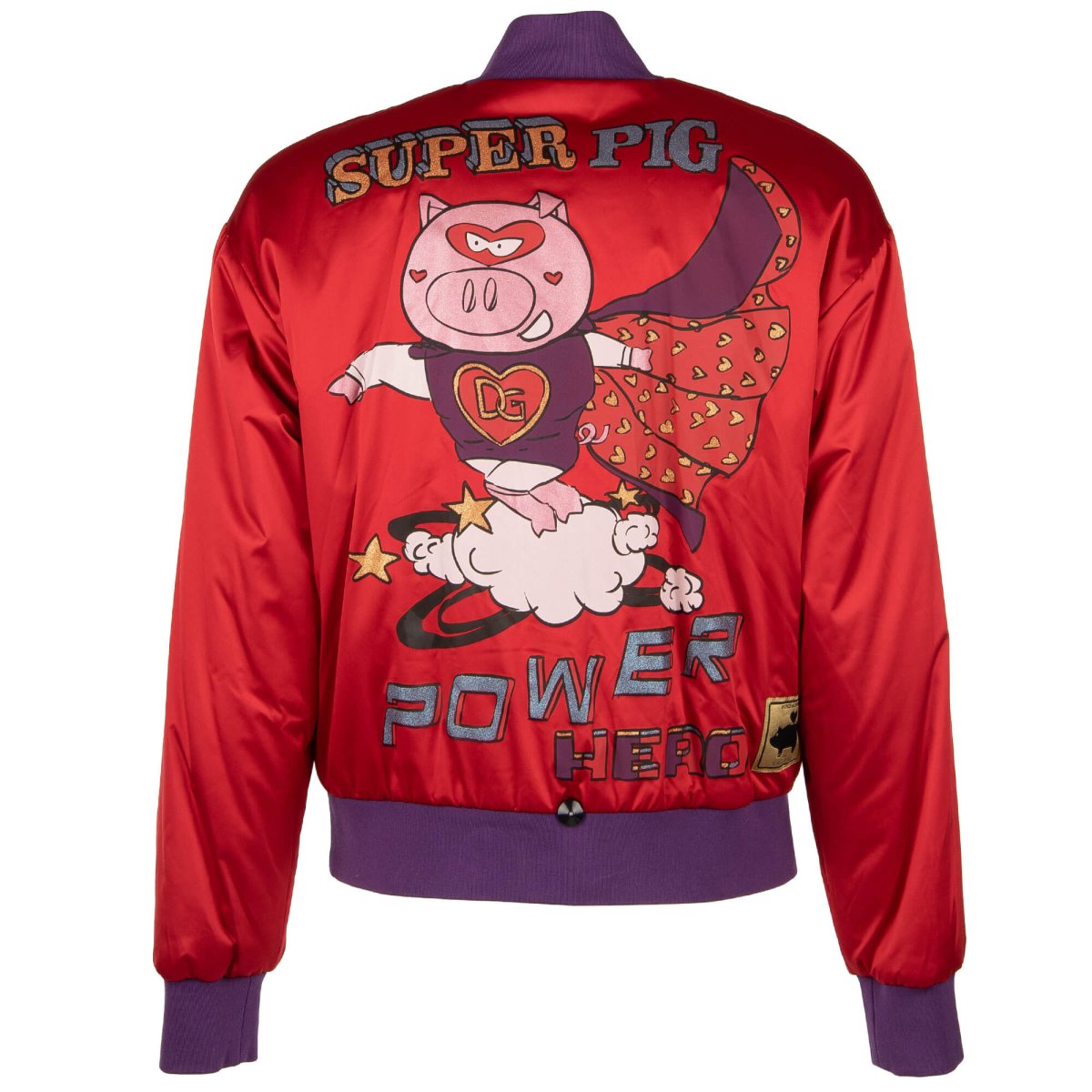 Dolce & Gabbana Heart Super Pig Printed Bomber Jacket with Logo Red |  FASHION ROOMS